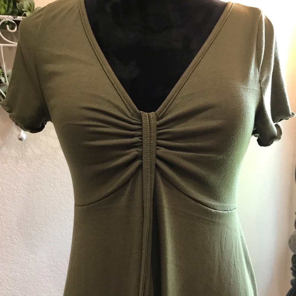 SHEIN Green Fitted Ruched Midi Dress
